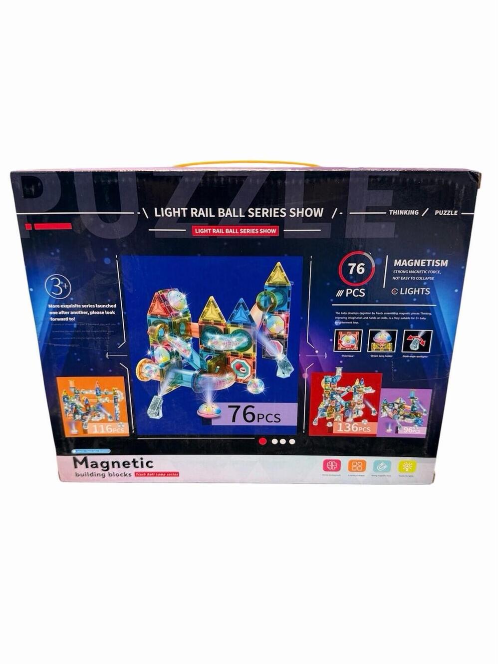 76pcs Light-Up Magnetic Tiles for Kids – STEM Building Blocks Toy Set with LED T